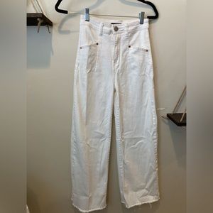 White straight leg jeans